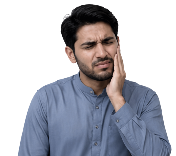 Man experiencing tooth discomfort